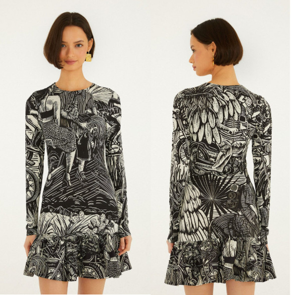 FARM Rio Dresses & Skirts - NWT FARM Rio Ruta Colorblock Ruffled Hem Mini Dress Black White Womens Large